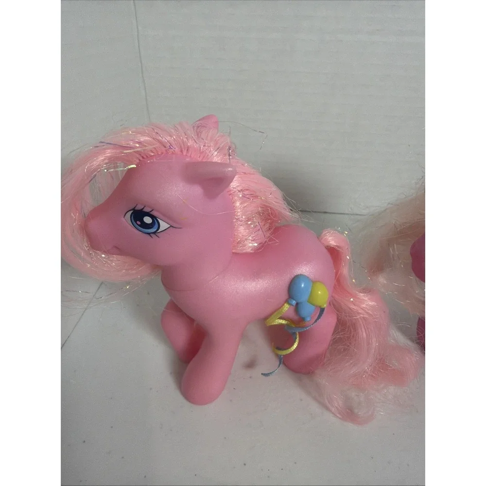 My Little Pony G3 Figure Lot ©2004 Hasbro Pink & Purple Ponies Tinsel Hair‎